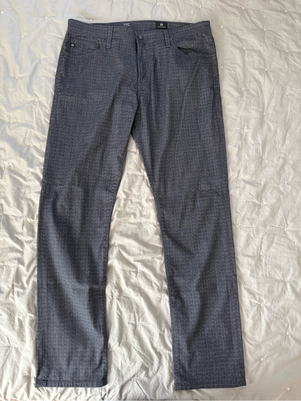 AG Adriano Goldschmied Men’s Navy Micro-Pattern Pants